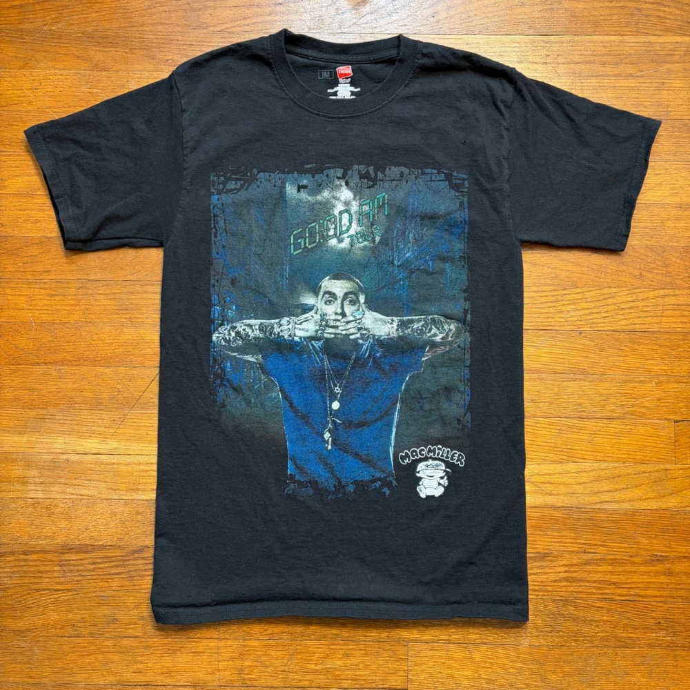Mac Miller GOOD AM 2015 Tour Graphic T-Shirt Black Small Hanes Tagless